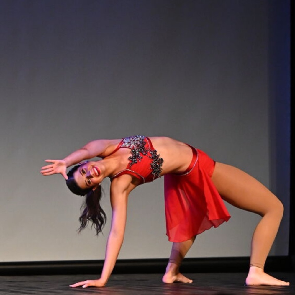 Red Dance Dance Custom Costume with Black Embellishments